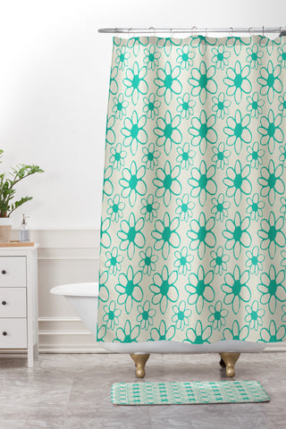 Allyson Johnson Mod Flowers Shower Curtain And Mat