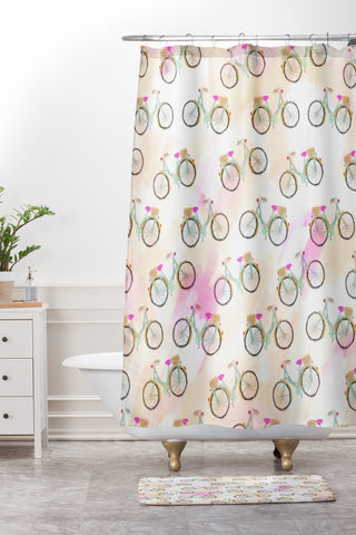 Allyson Johnson My new bike pattern Shower Curtain And Mat