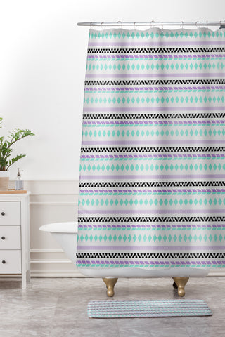 Allyson Johnson Native American Pattern Shower Curtain And Mat