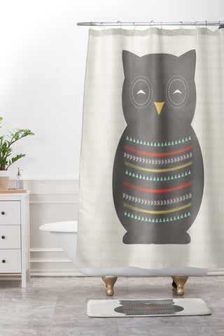 Allyson Johnson Native Owl 2 Shower Curtain And Mat