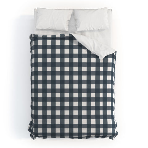 Allyson Johnson Navy Check Duvet Cover
