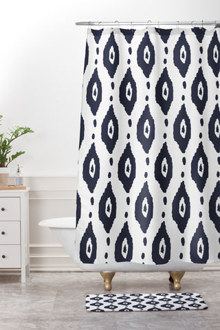 Allyson Johnson Navy iKat Shower Curtain And Mat
