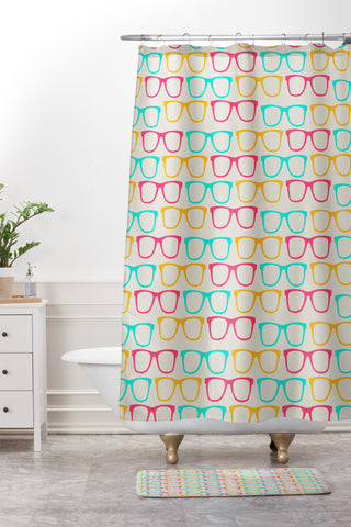 Allyson Johnson Neon Glasses Shower Curtain And Mat