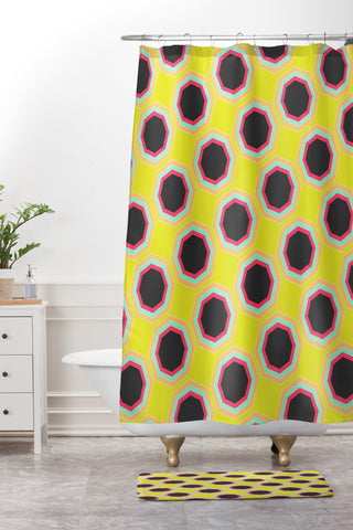 Allyson Johnson Neon Pattern Shower Curtain And Mat