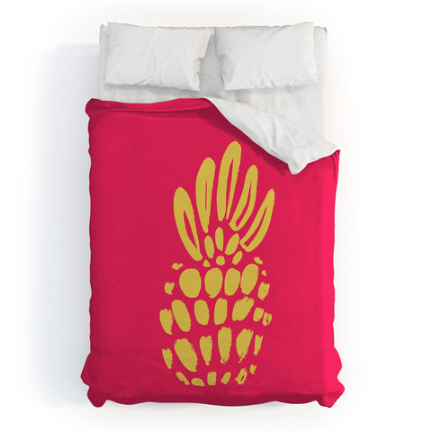 Allyson Johnson Neon Pineapple Duvet Cover