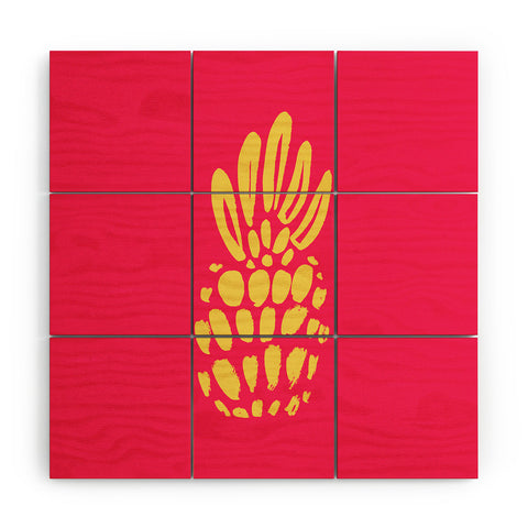 Allyson Johnson Neon Pineapple Wood Wall Mural