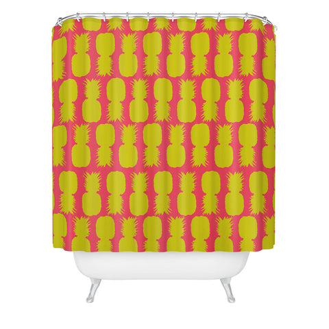 Allyson Johnson Neon Pineapples Shower Curtain