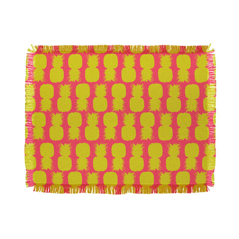 Allyson Johnson Neon Pineapples Throw Blanket