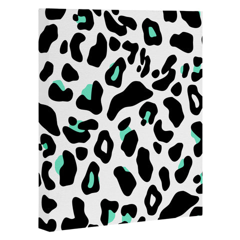 Allyson Johnson Neon Turquoise Leopard Art Canvas