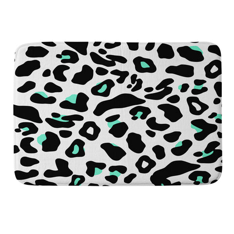 Allyson Johnson Neon Turquoise Leopard Memory Foam Bath Mat