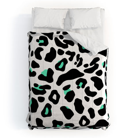 Allyson Johnson Neon Turquoise Leopard Comforter
