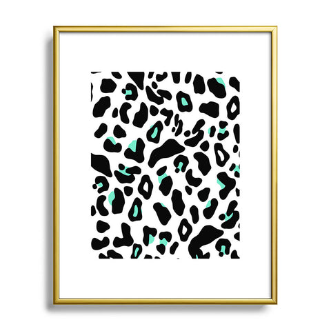 Allyson Johnson Neon Turquoise Leopard Metal Framed Art Print