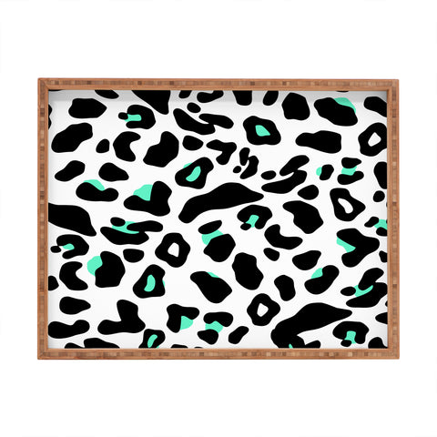 Allyson Johnson Neon Turquoise Leopard Rectangular Tray