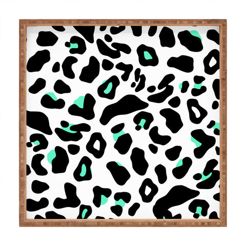 Allyson Johnson Neon Turquoise Leopard Square Tray