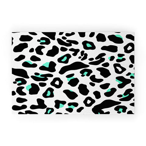 Allyson Johnson Neon Turquoise Leopard Welcome Mat