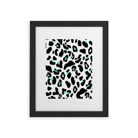 Allyson Johnson Neon Turquoise Leopard Framed Art Print