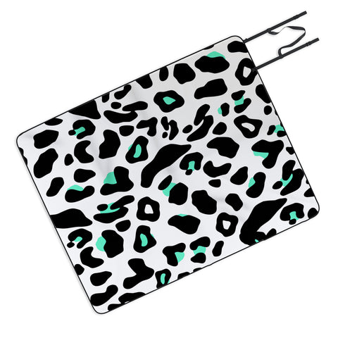 Allyson Johnson Neon Turquoise Leopard Picnic Blanket