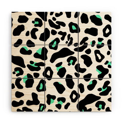Allyson Johnson Neon Turquoise Leopard Wood Wall Mural