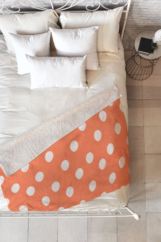 Allyson Johnson Orange halloween dots Fleece Throw Blanket