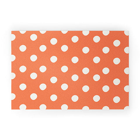 Allyson Johnson Orange halloween dots Welcome Mat