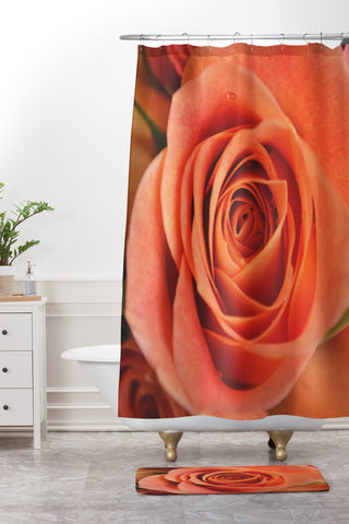 Allyson Johnson Orange Rose Bud Shower Curtain And Mat