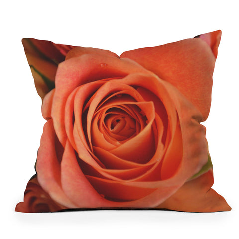 Allyson Johnson Orange Rose Bud Throw Pillow