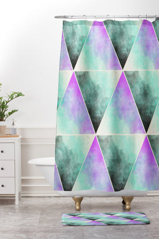 Allyson Johnson Painted Triangles Shower Curtain And Mat