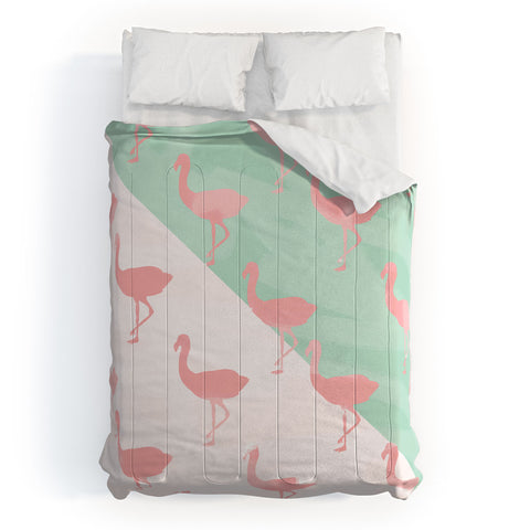 Allyson Johnson Palm Spring Flamingos Comforter