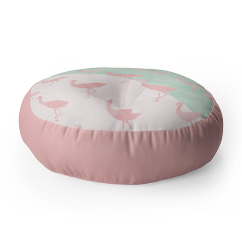 Allyson Johnson Palm Spring Flamingos Floor Pillow Round