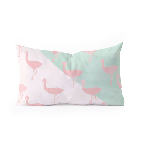 Allyson Johnson Palm Spring Flamingos Oblong Throw Pillow