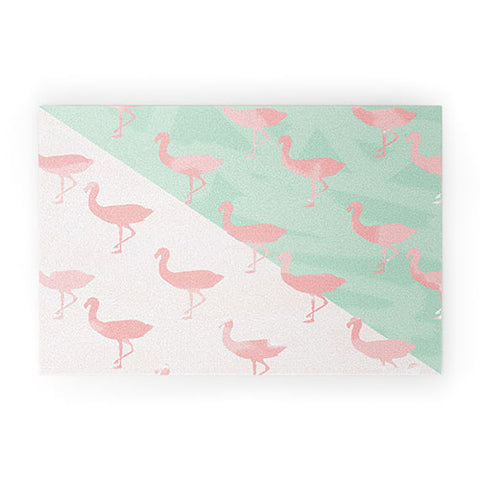 Allyson Johnson Palm Spring Flamingos Welcome Mat