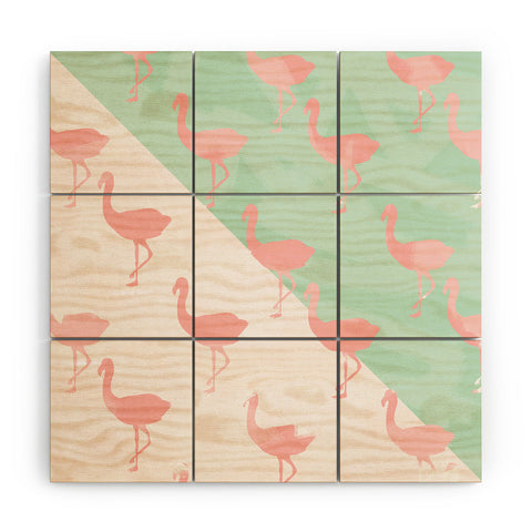 Allyson Johnson Palm Spring Flamingos Wood Wall Mural