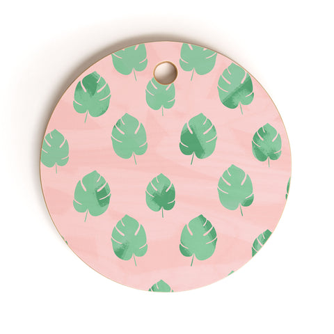 Allyson Johnson Palm Spring Leaves 2 Cutting Board Round