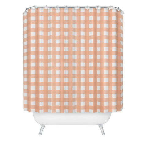 Allyson Johnson Peach check Shower Curtain