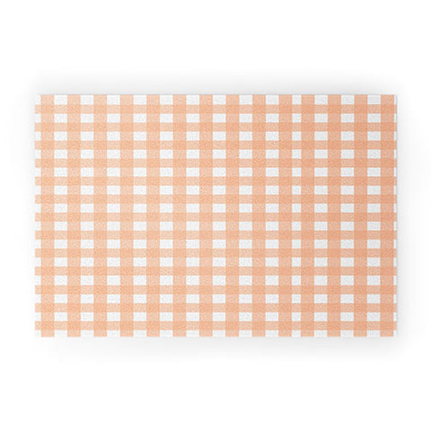 Allyson Johnson Peach check Welcome Mat