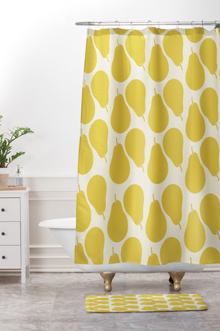Allyson Johnson Pear Pattern Shower Curtain And Mat