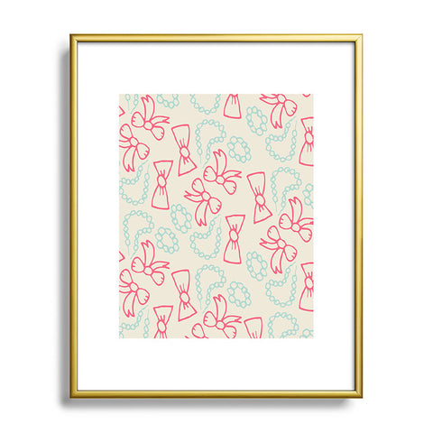 Allyson Johnson Pearls And Bows Metal Framed Art Print