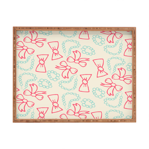 Allyson Johnson Pearls And Bows Rectangular Tray