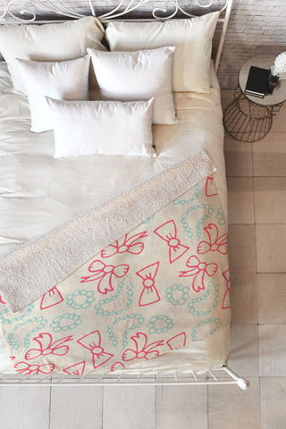 Allyson Johnson Pearls And Bows Fleece Throw Blanket