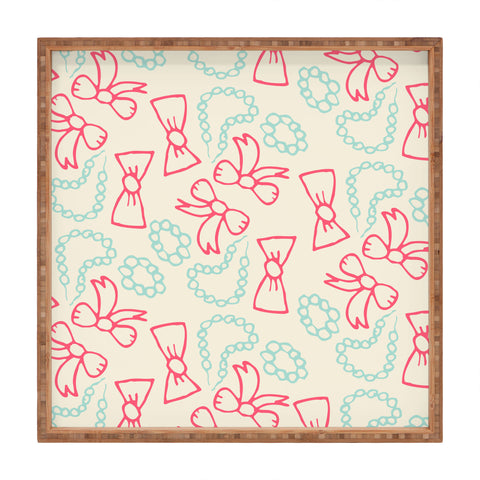 Allyson Johnson Pearls And Bows Square Tray