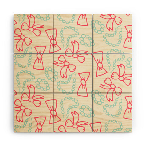 Allyson Johnson Pearls And Bows Wood Wall Mural