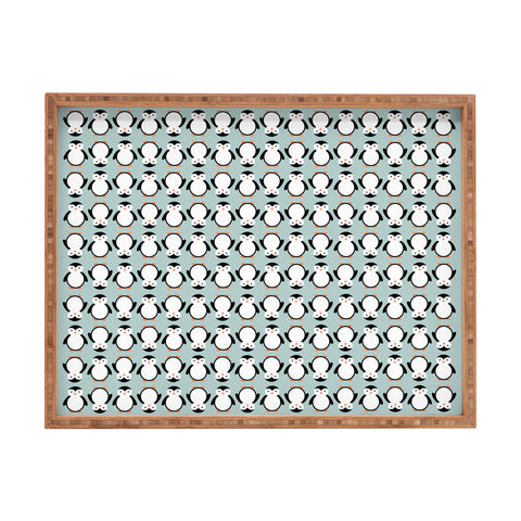 Allyson Johnson Penguin Pattern Rectangular Tray