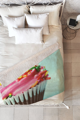 Allyson Johnson Pink Cupcake Photograph Fleece Throw Blanket