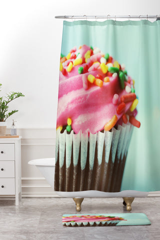 Allyson Johnson Pink Cupcake Photograph Shower Curtain And Mat
