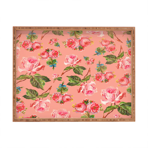 Allyson Johnson Pink Floral Rectangular Tray