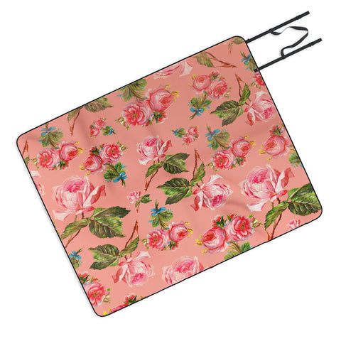 Allyson Johnson Pink Floral Picnic Blanket