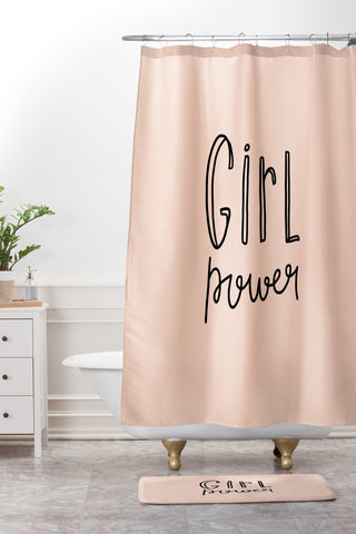 Allyson Johnson Pink girl power Shower Curtain And Mat
