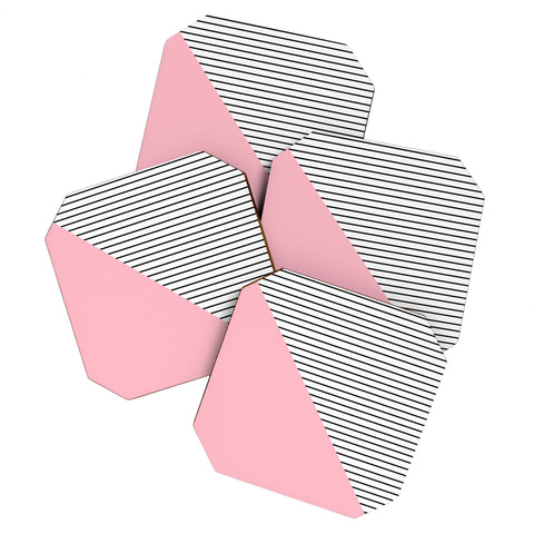 Allyson Johnson Pink n stripes Coaster Set