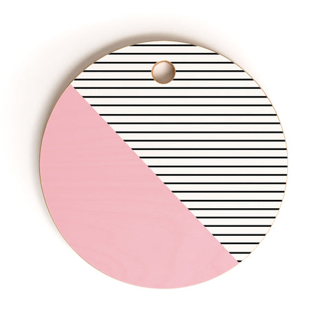 Allyson Johnson Pink n stripes Cutting Board Round