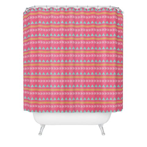 Allyson Johnson Pink Native Aztec Shower Curtain